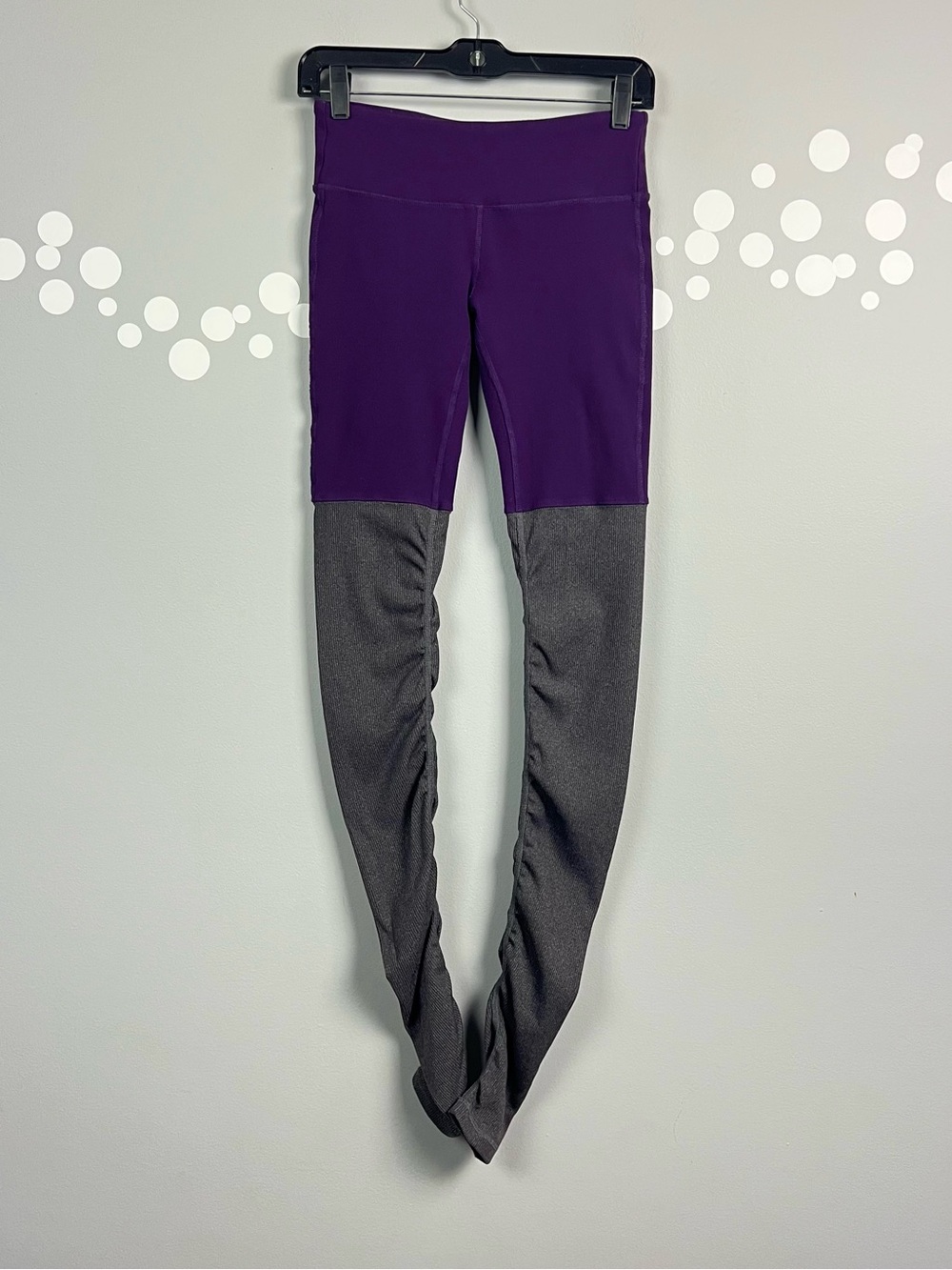 Alo Yoga Goddess Leggings Purple Gray Ribbed Stirup Yoga Pants Size S